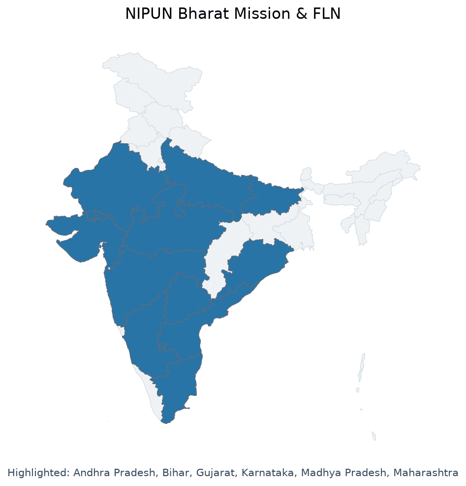 Map of Andhra Pradesh, Bihar, Gujarat, Karnataka, Madhya Pradesh, M highlighted on the map of India — NIPUN Bharat…