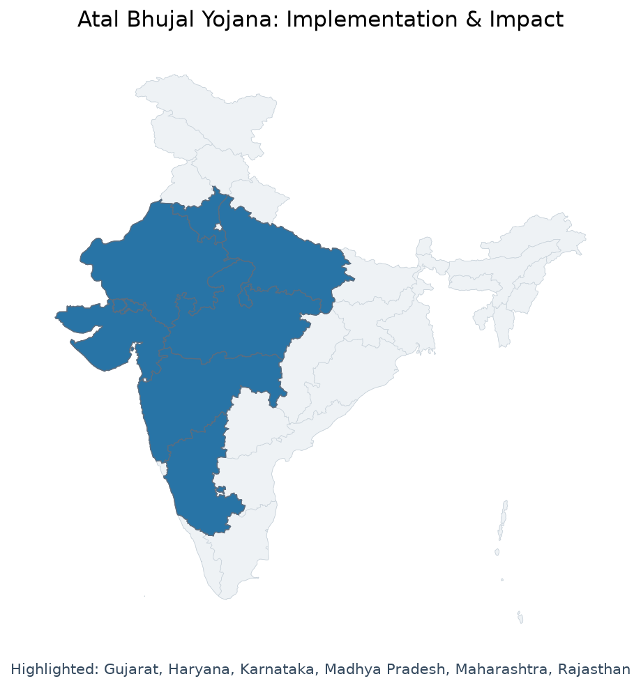 Map of Gujarat, Haryana, Karnataka, Madhya Pradesh, Maharashtra, Ra highlighted on the map of India — अटल भूजल योजना भूजल… Map of Gujarat, Haryana, Karnataka, Madhya Pradesh, Maharashtra, Ra highlighted on the map of India — अटल भूजल योजना भूजल…