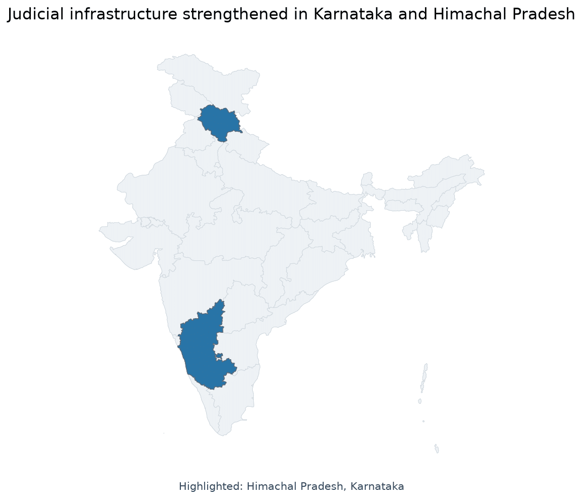 Map of Karnataka, Himachal Pradesh highlighted on the map of India — Centre Sponsored Scheme judicial infrastructure…