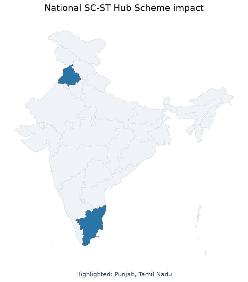 Map of Punjab, Tamil Nadu highlighted on the map of India — National SC-ST Hub Scheme for Banking Exams