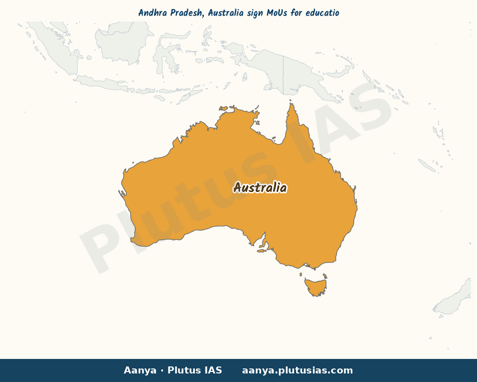 Map of Andhra Pradesh, Australia highlighted on the map of India — Andhra Pradesh Australia MoUs clean energy skill…