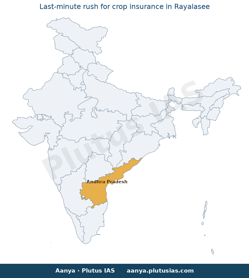 Map of Andhra Pradesh highlighted on the map of India — PMFBY enrolment deadline July 31 Rayalaseema farmers