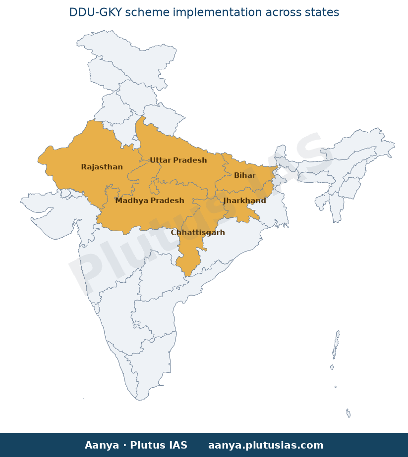 Map of Bihar, Uttar Pradesh, Madhya Pradesh, Rajasthan, Jharkhand, highlighted on the map of India — Deen Dayal Upadhyaya…