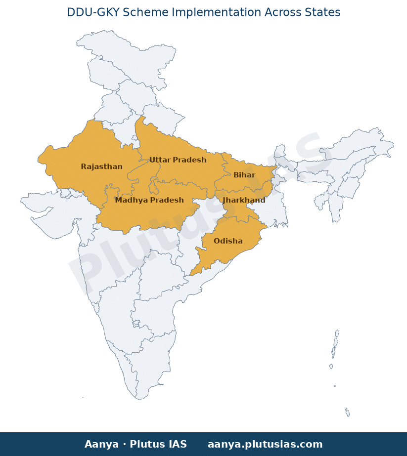 Map of Bihar, Uttar Pradesh, Madhya Pradesh, Rajasthan, Jharkhand, highlighted on the map of India — Deen Dayal Upadhyaya…
