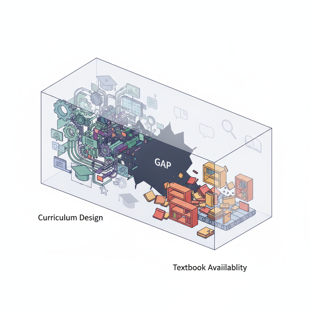 Parliamentary panel flags gap between curriculum design and textbook availability for classes 9-12 — labelled illustration