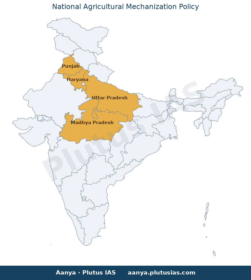 Map of Punjab, Haryana, Uttar Pradesh, Madhya Pradesh, Delhi NCR highlighted on the map of India — National Agricultural…