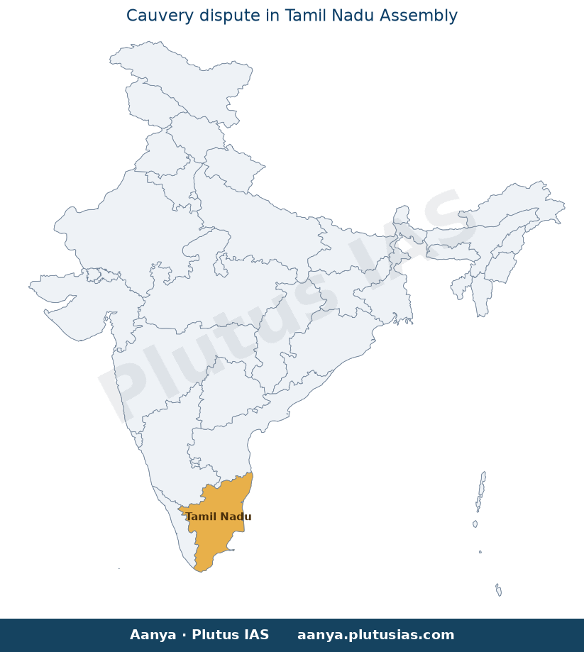 Map of Tamil Nadu highlighted on the map of India — तमिलनाडु कावेरी विवाद डीएमके कृषि बजट