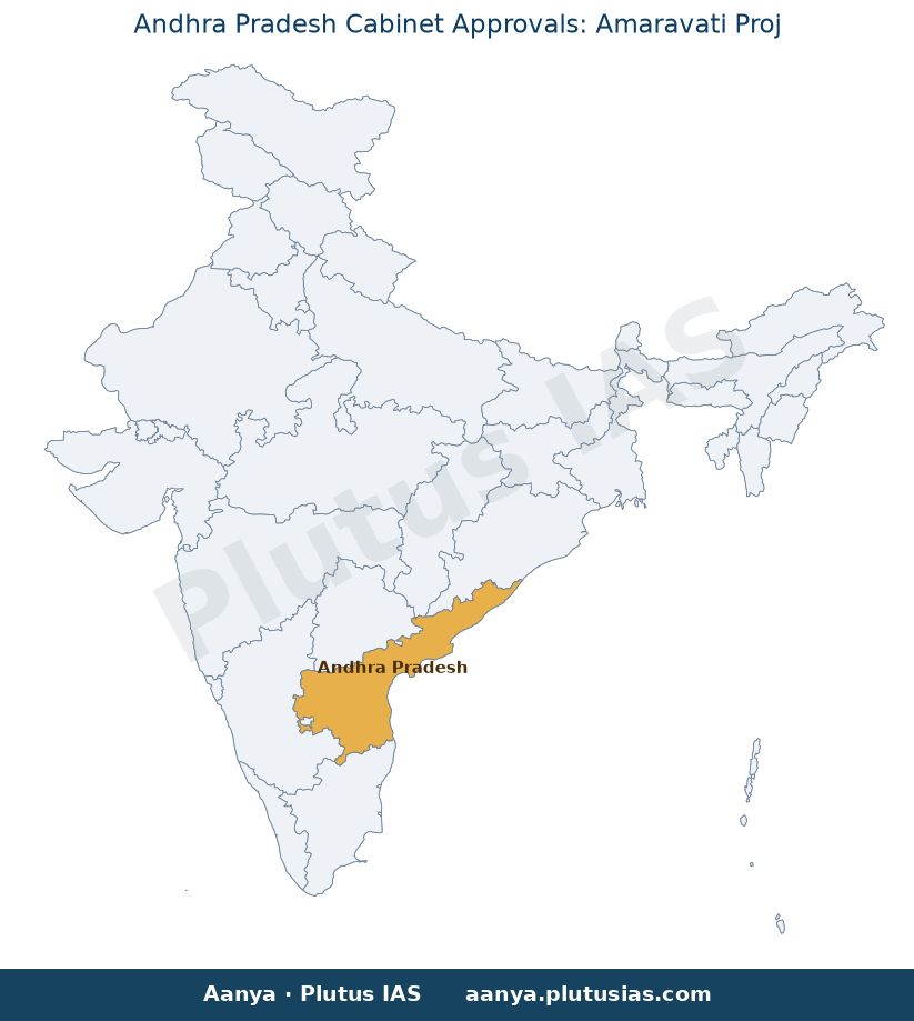 Map of Andhra Pradesh highlighted on the map of India — Amaravati Sangamam project land pooling policy Andhra Pradesh Cabinet