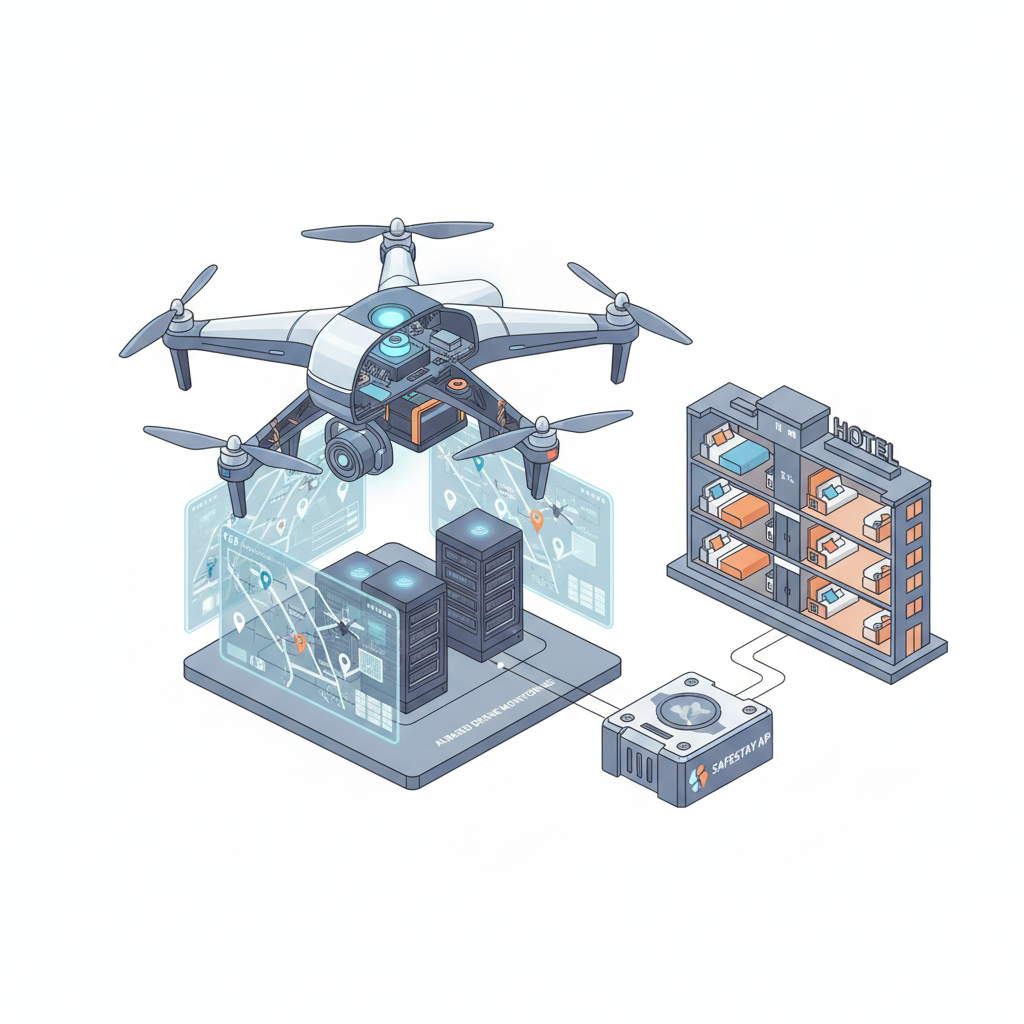 Andhra Pradesh DGP launches AI-based drone monitoring, SafeStay AP — labelled illustration