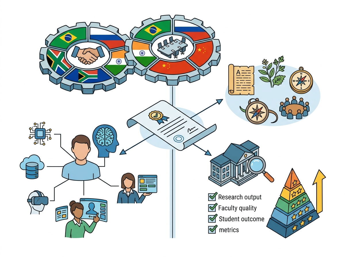BRICS leaders back AI in education, push for global university ranking system — labelled illustration