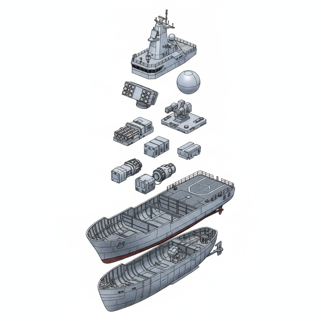 CSL lays keel for Navy’s next-gen missile vessels — labelled illustration