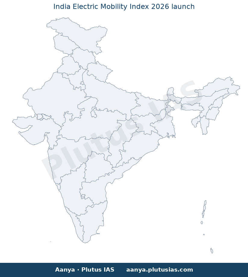 Map of India highlighted on the map of India — India Electric Mobility Index 2.0 NITI Aayog