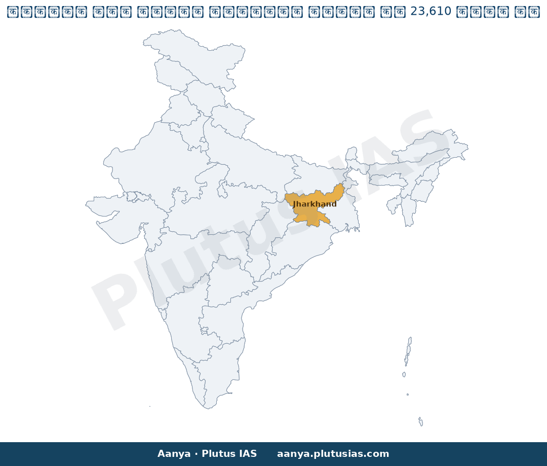 Map of Jharkhand highlighted on the map of India — झारखंड भर्ती परीक्षा सुधार 2026 JPSC JSSC नियुक्ति