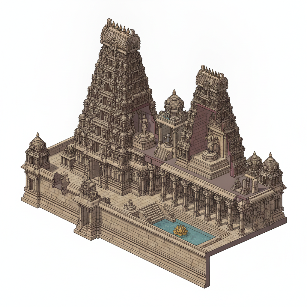 Meenakshi Temple: The making of Madurai’s greatest landmarks — labelled illustration