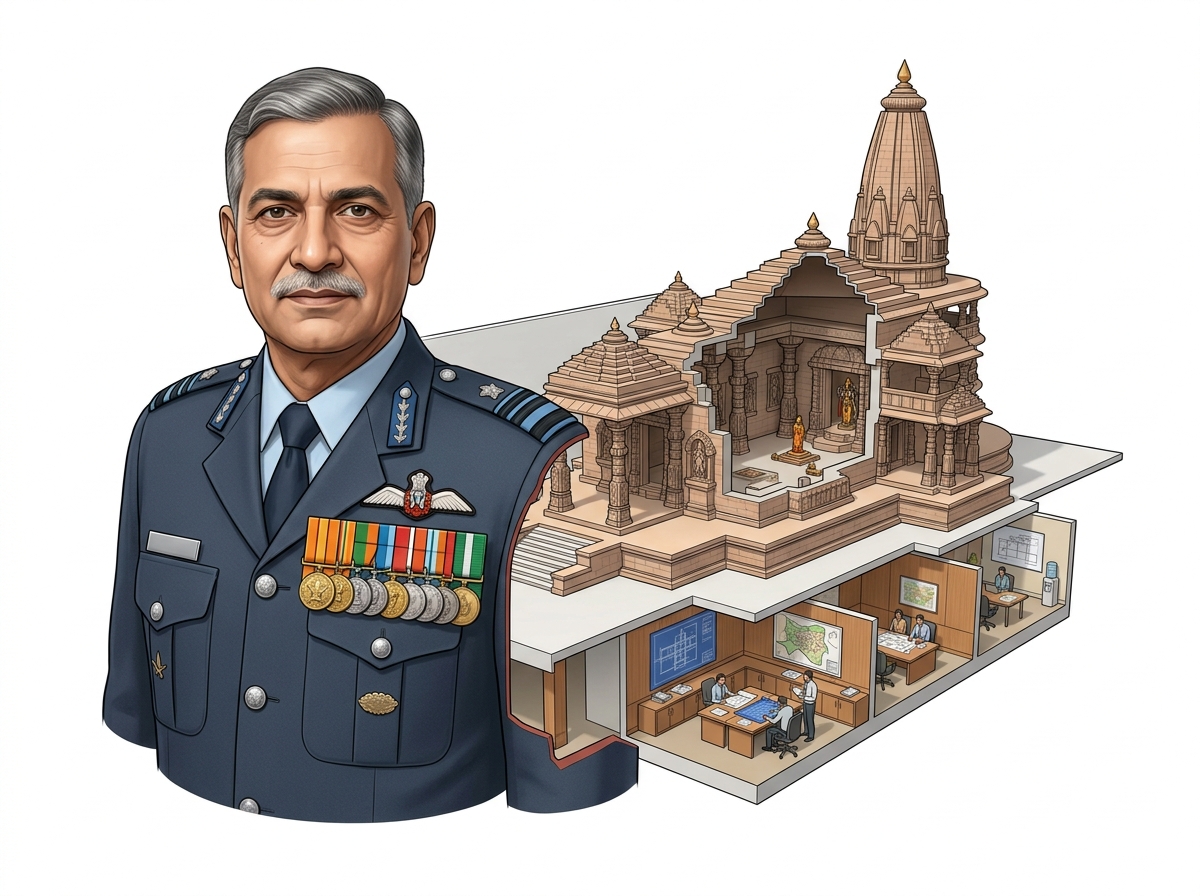Meet Jeetendra Mishra, decorated Air Marshal chosen to head Ram Temple Trust — labelled illustration