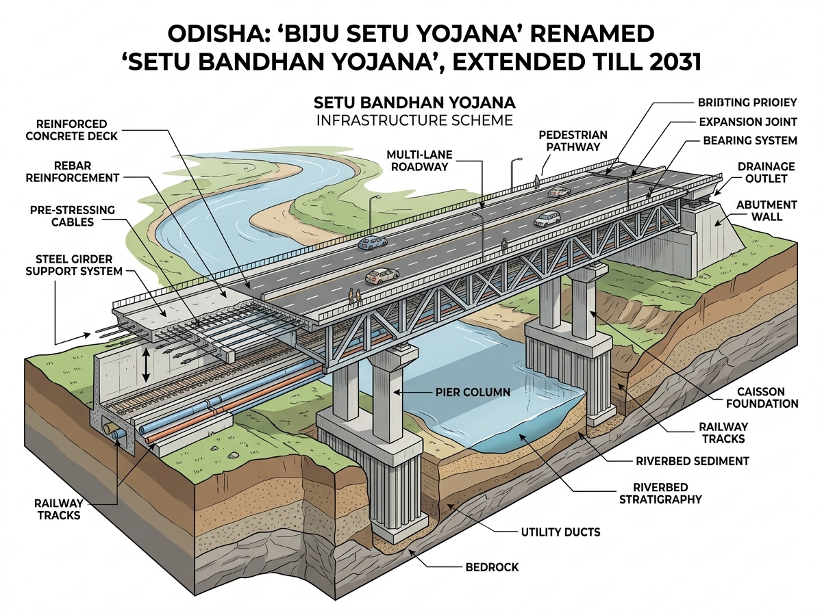 Odisha: ‘Biju Setu Yojana’ renamed ‘Setu Bandhan Yojana’, extended till 2031 — labelled illustration