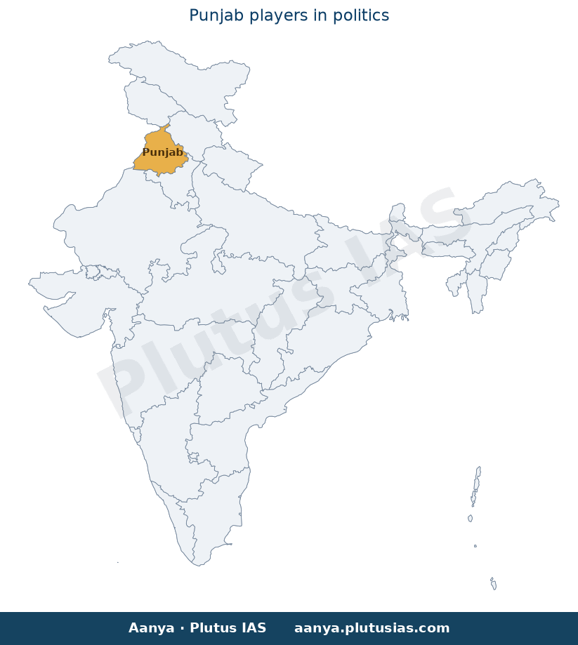 Map of Punjab highlighted on the map of India — Punjab sports personalities in politics 2026