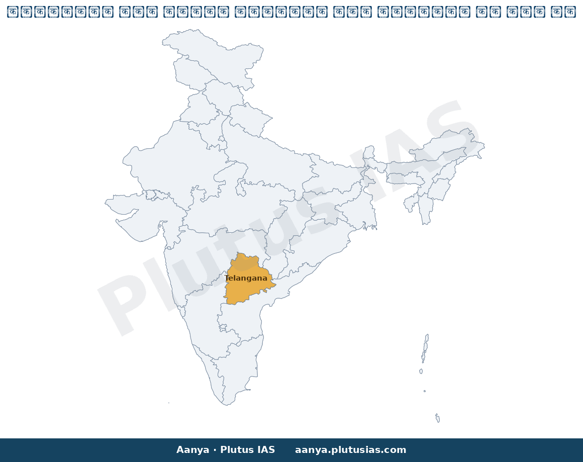 Map of Telangana highlighted on the map of India — तेलंगाना पूर्व सैनिक कल्याण योजनाएं 2026