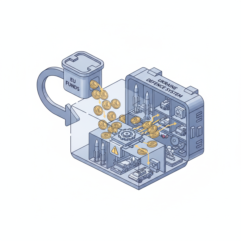 Ukraine receives 3.3-billion-euro EU tranche for defence needs — labelled illustration