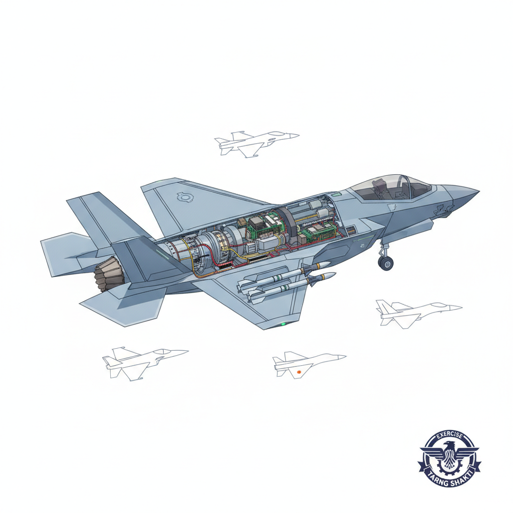 US stealth fighter F-35 among global air assets to headline Exercise Tarng Shakti in Jodhpur — labelled illustration