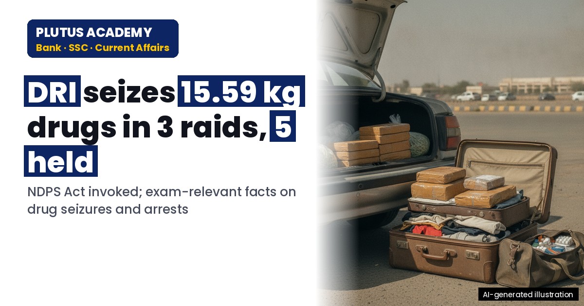 डीआरआई seized 15.59 kg drugs in 3 raids: Know key facts for exams