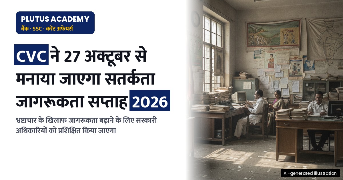 केंद्रीय सतर्कता आयोग द्वारा सतर्कता जागरूकता सप्ताह 2026 मनाया जाएगा